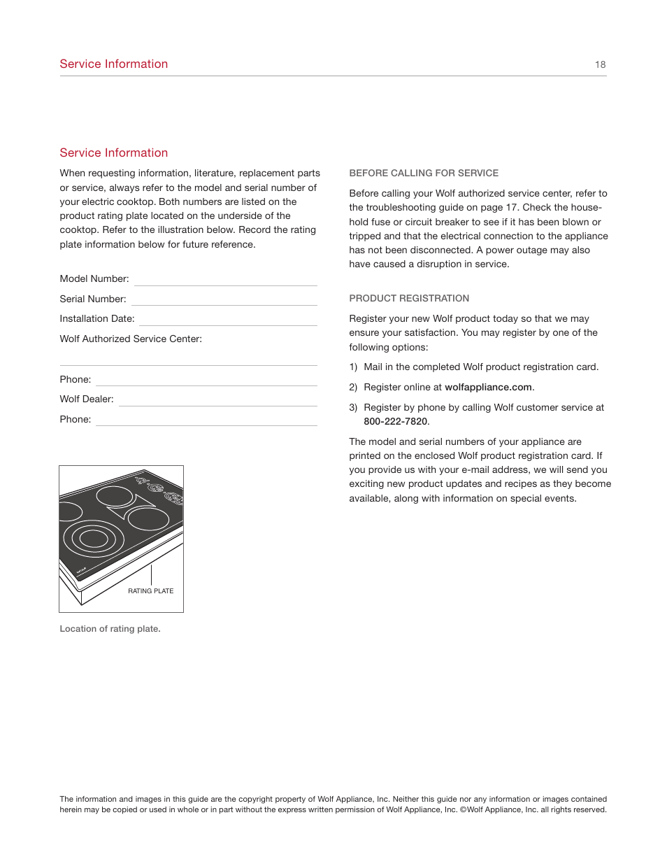 Wolf Cooktop User Manual | Page 18 / 20