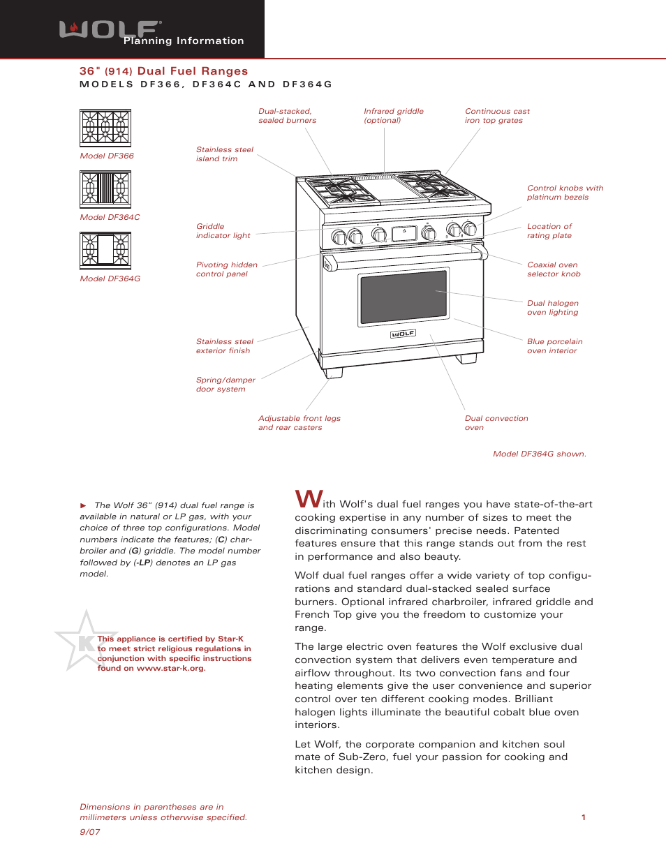 Wolf DF366 User Manual | 5 pages
