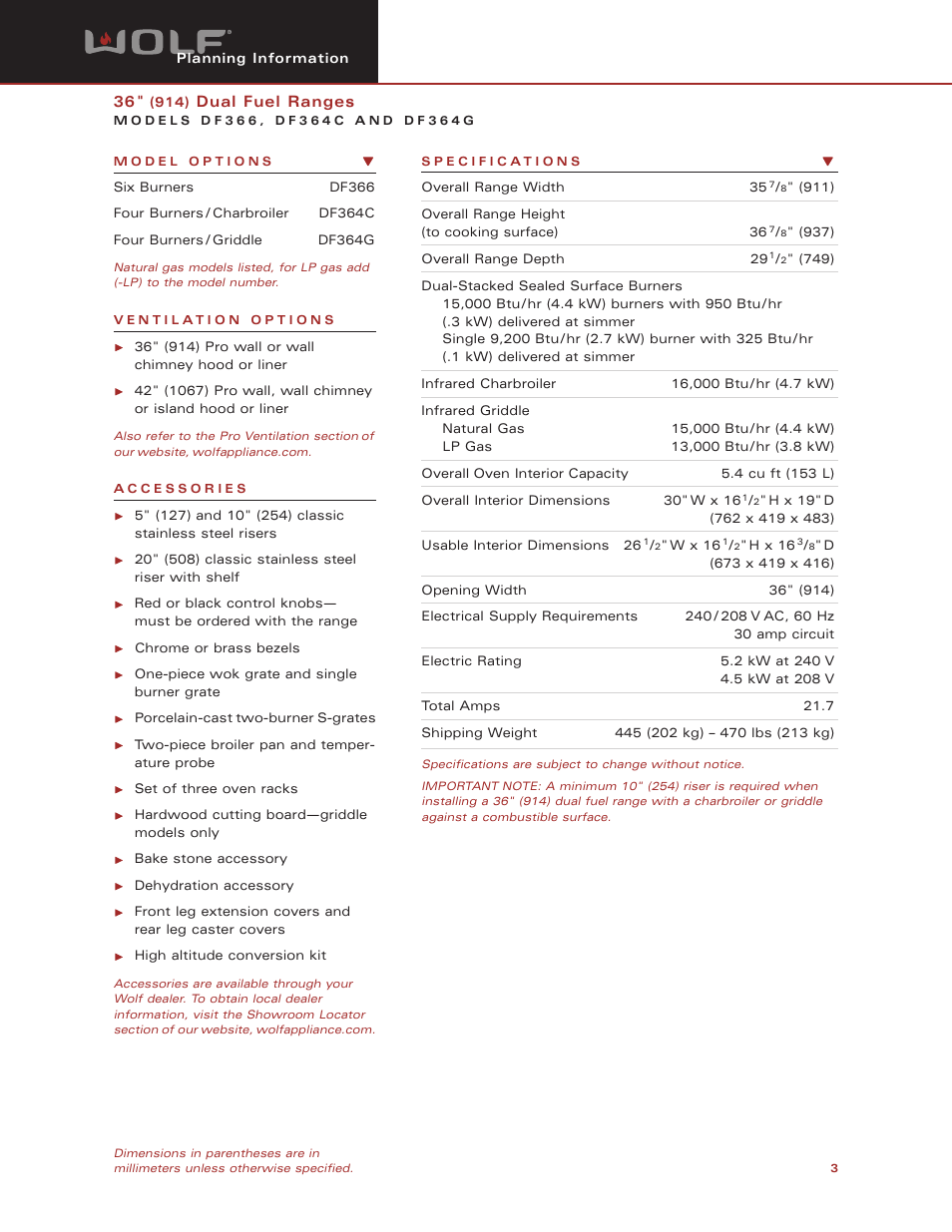Wolf DF366 User Manual | Page 3 / 5