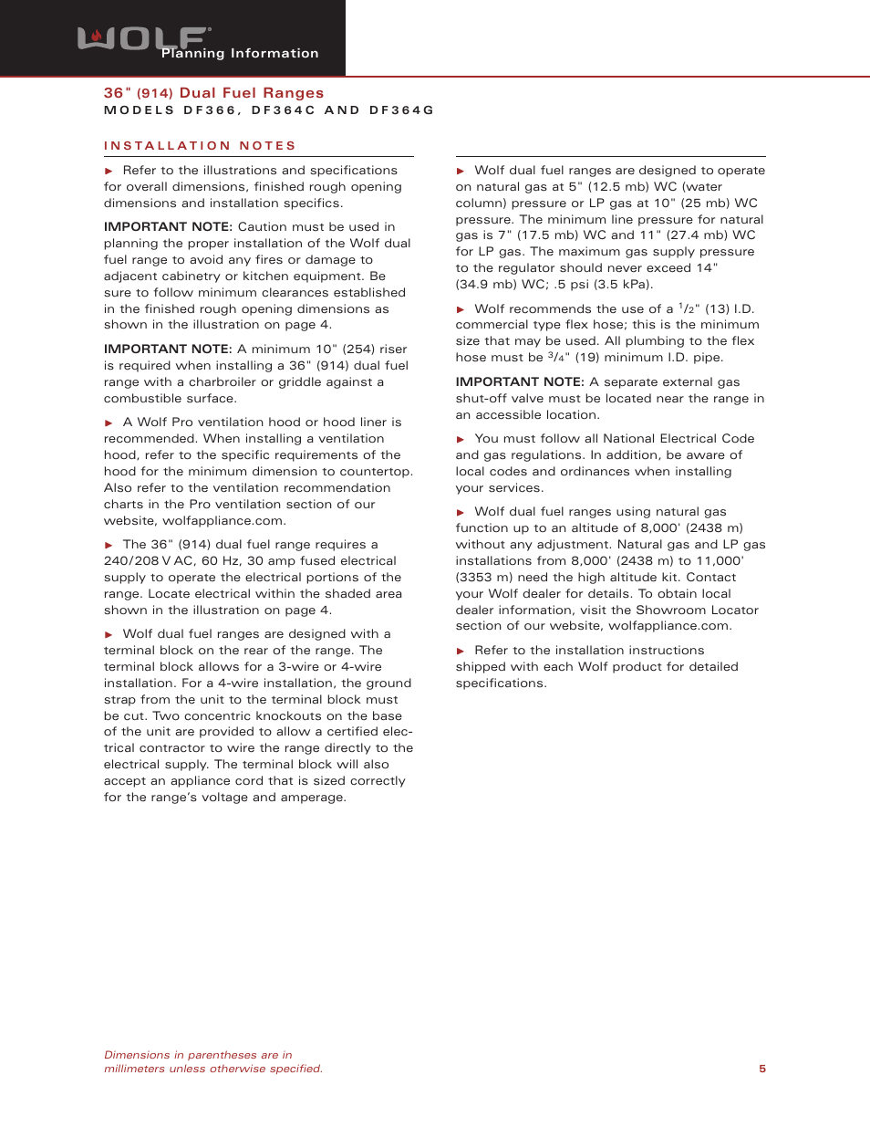 Wolf DF366 User Manual | Page 5 / 5