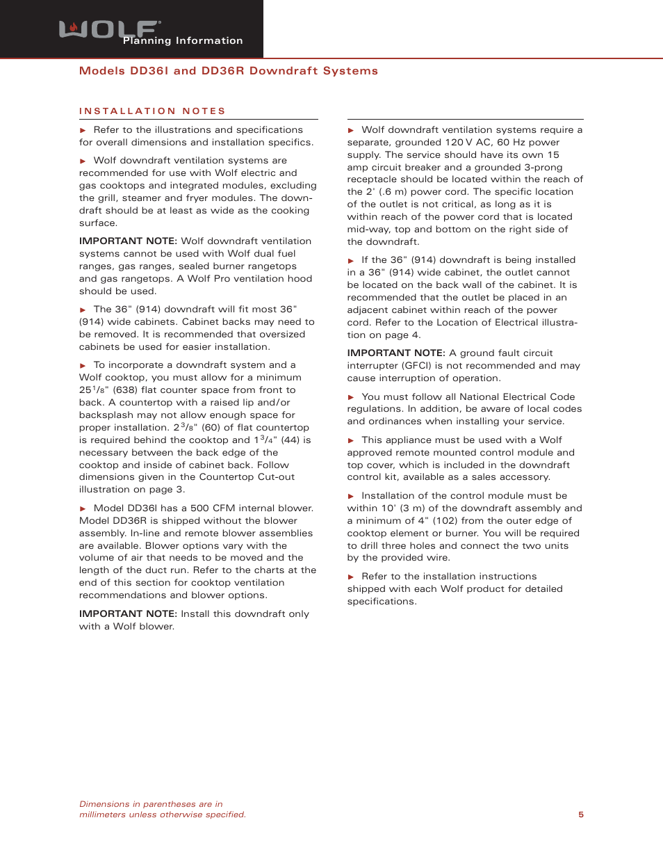 Wolf DD36I User Manual | Page 5 / 9
