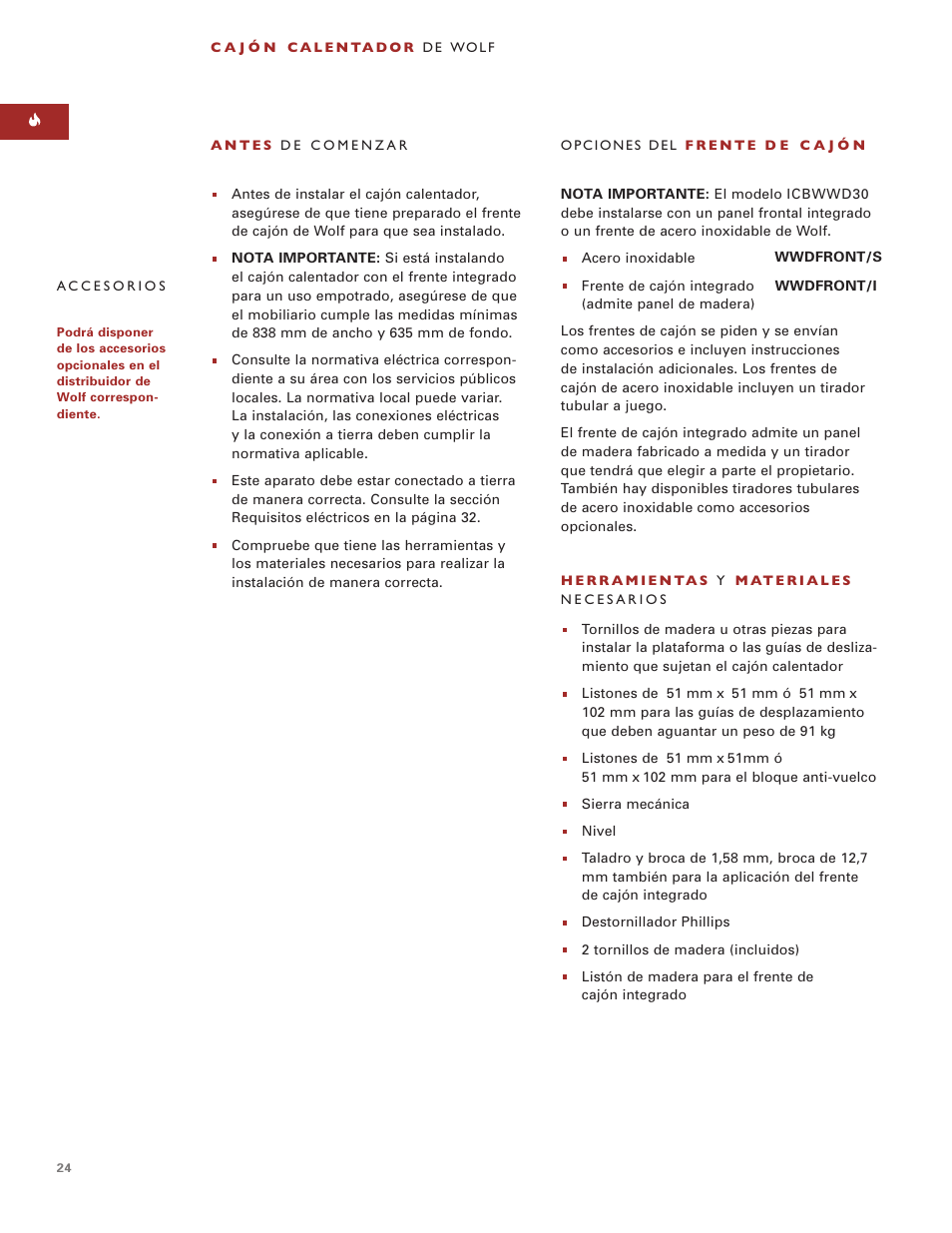 Wolf ICBWWD30 User Manual | Page 24 / 94