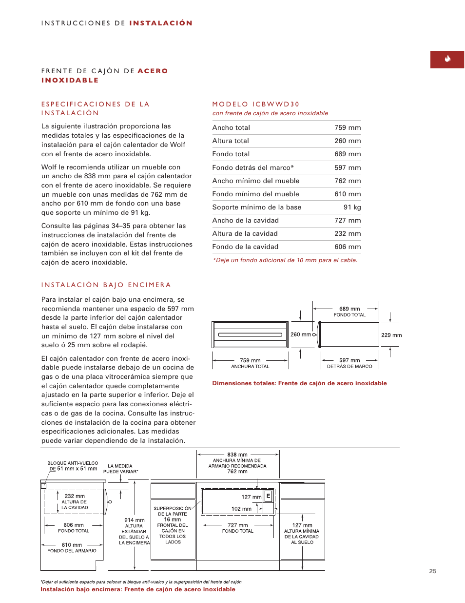 Wolf ICBWWD30 User Manual | Page 25 / 94