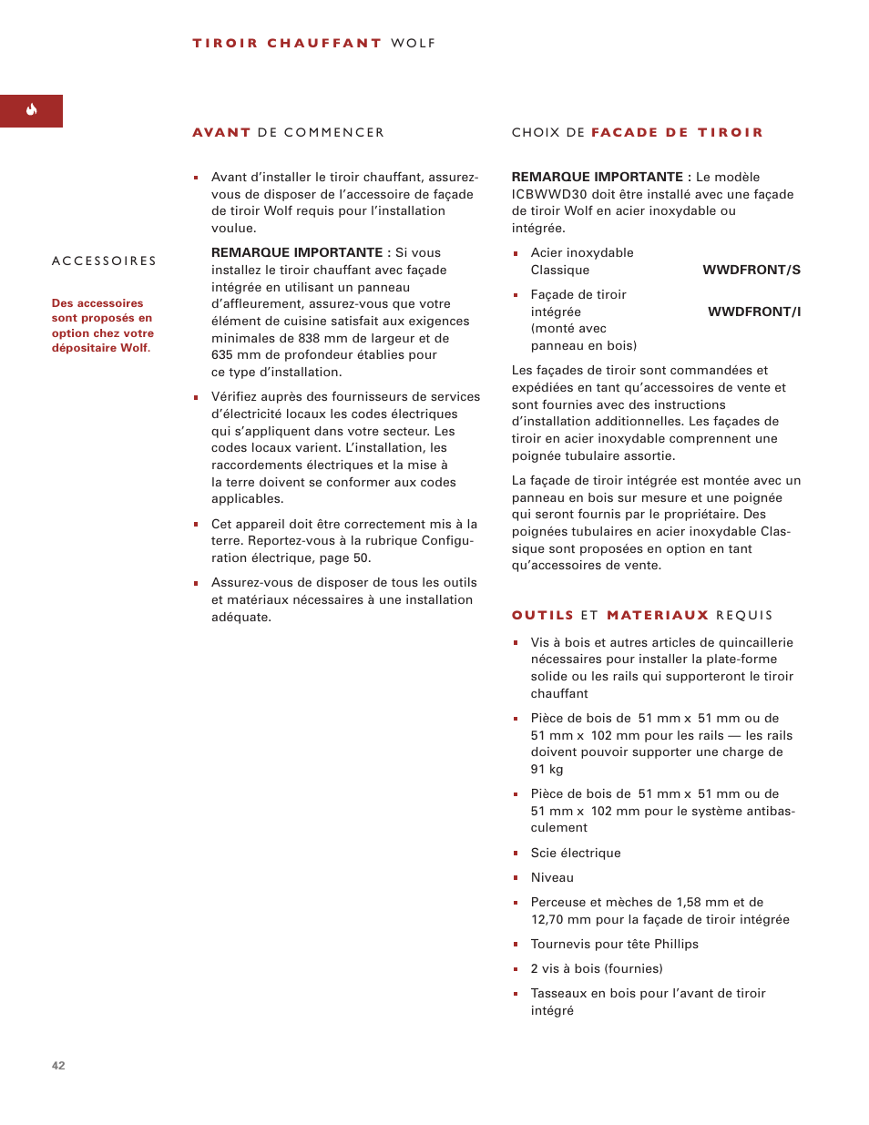 Wolf ICBWWD30 User Manual | Page 42 / 94