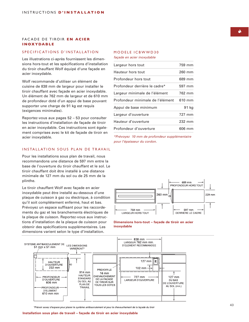 Wolf ICBWWD30 User Manual | Page 43 / 94