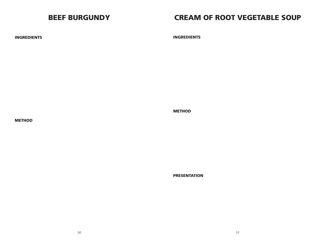 Cream of root vegetable soup, Beef burgundy | Wolf BPCR0075 User Manual | Page 16 / 20