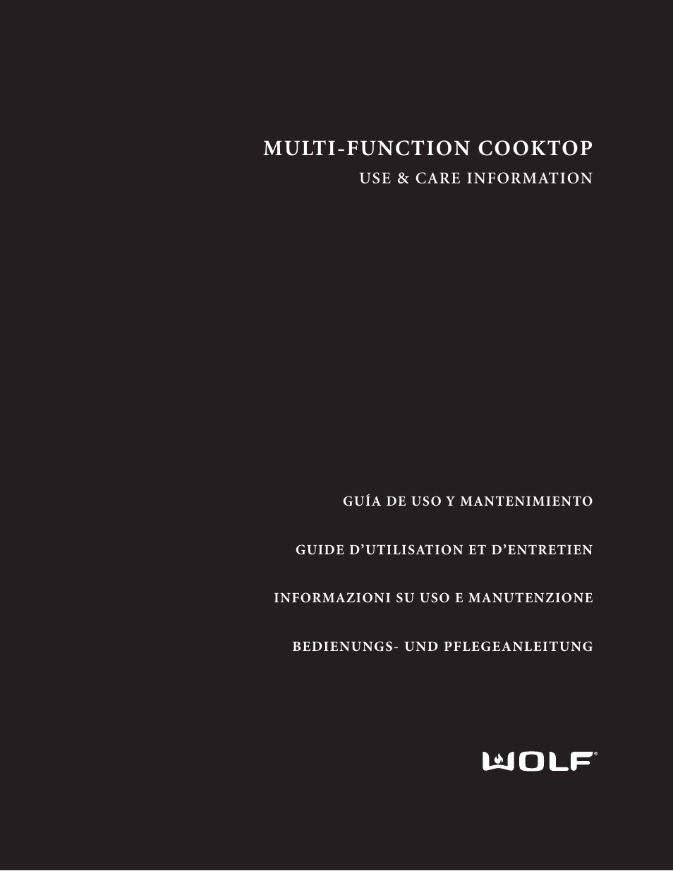 Wolf MULTI FUNCTION COOKTOP ICBIM15 User Manual | 72 pages