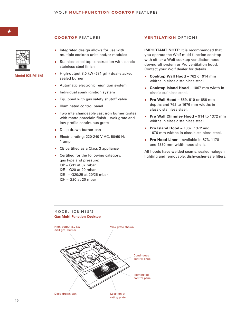 Wolf MULTI FUNCTION COOKTOP ICBIM15 User Manual | Page 10 / 72