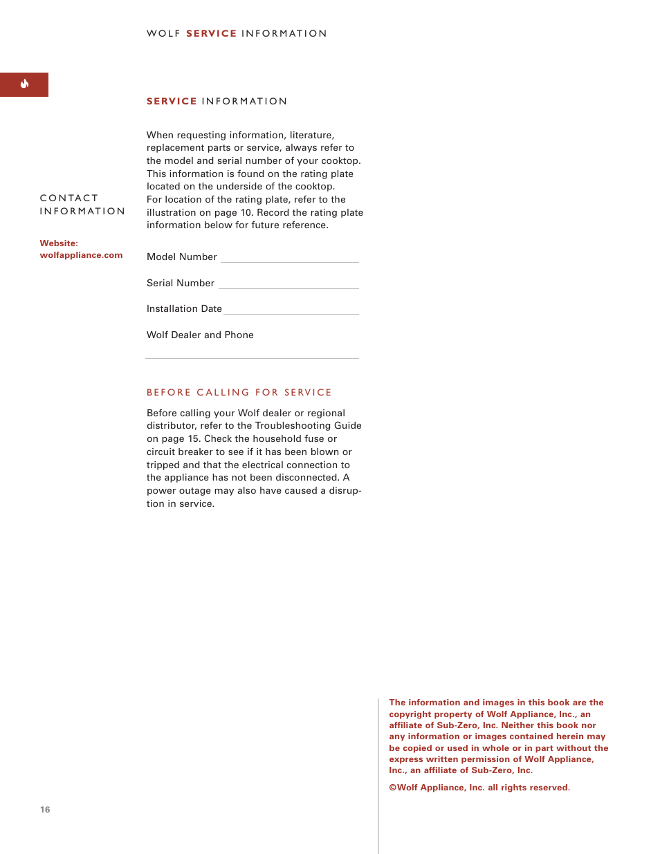 Wolf MULTI FUNCTION COOKTOP ICBIM15 User Manual | Page 16 / 72