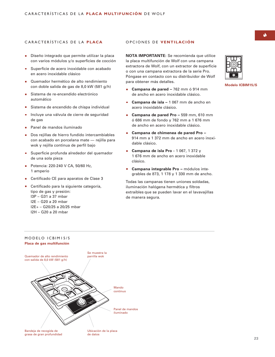 Wolf MULTI FUNCTION COOKTOP ICBIM15 User Manual | Page 23 / 72
