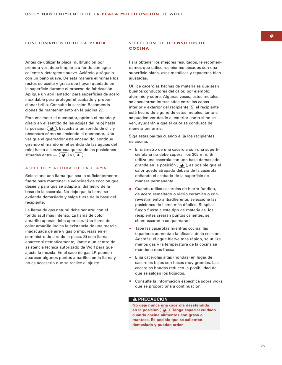 Wolf MULTI FUNCTION COOKTOP ICBIM15 User Manual | Page 25 / 72