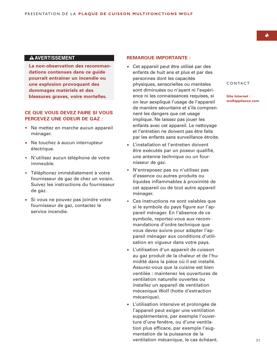 Wolf MULTI FUNCTION COOKTOP ICBIM15 User Manual | Page 31 / 72