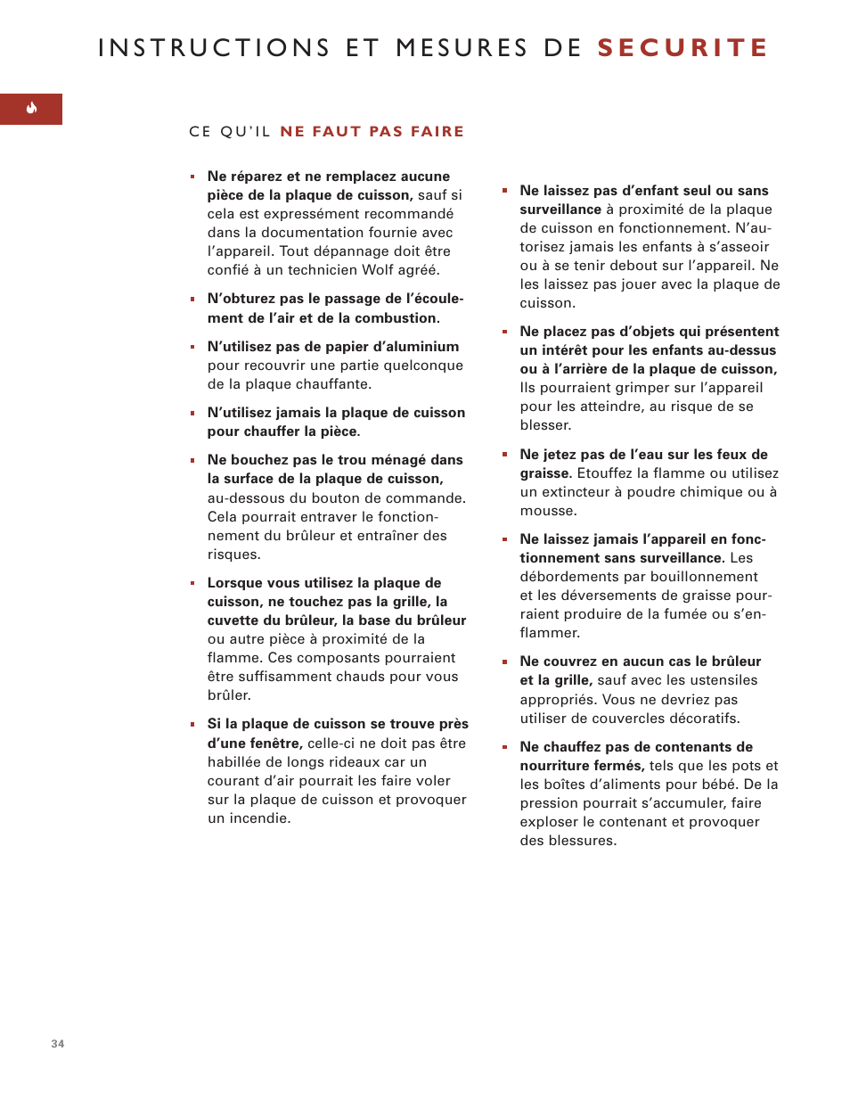 Wolf MULTI FUNCTION COOKTOP ICBIM15 User Manual | Page 34 / 72