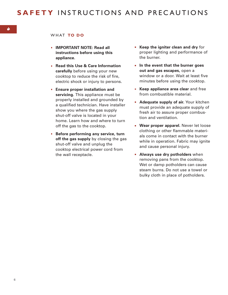 Wolf MULTI FUNCTION COOKTOP ICBIM15 User Manual | Page 6 / 72