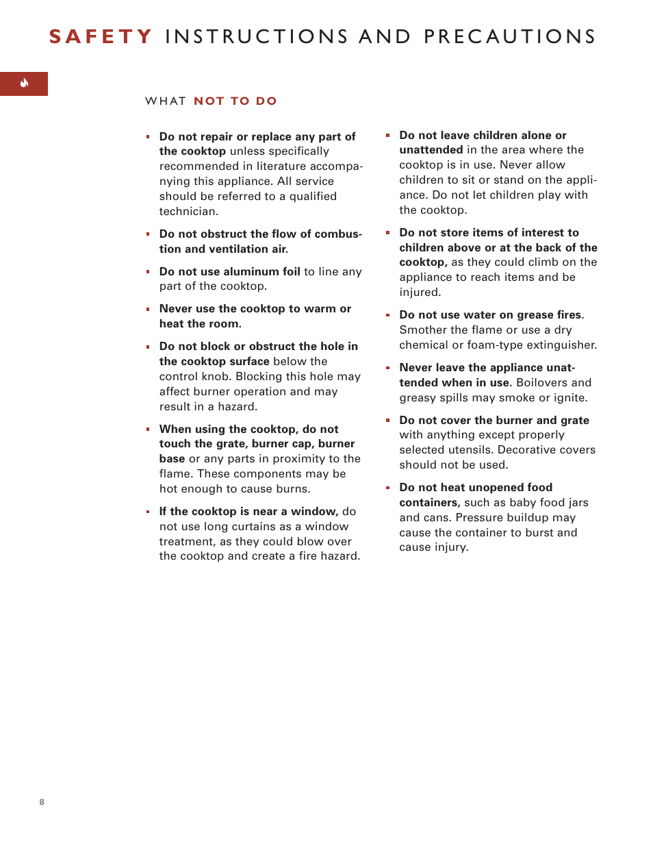 Wolf MULTI FUNCTION COOKTOP ICBIM15 User Manual | Page 8 / 72