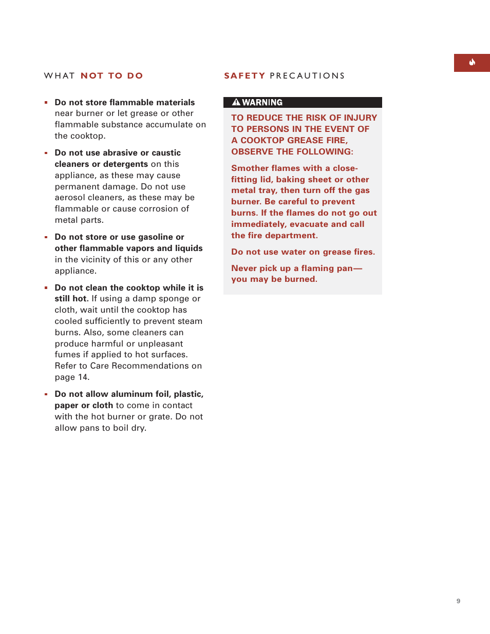 Wolf MULTI FUNCTION COOKTOP ICBIM15 User Manual | Page 9 / 72