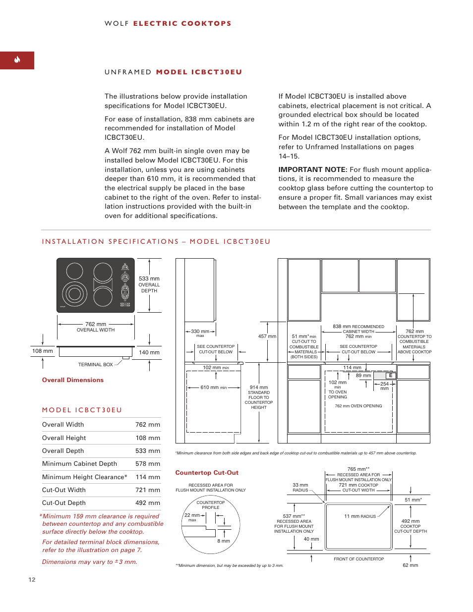 Wolf ICBCT30EU User Manual | Page 12 / 94