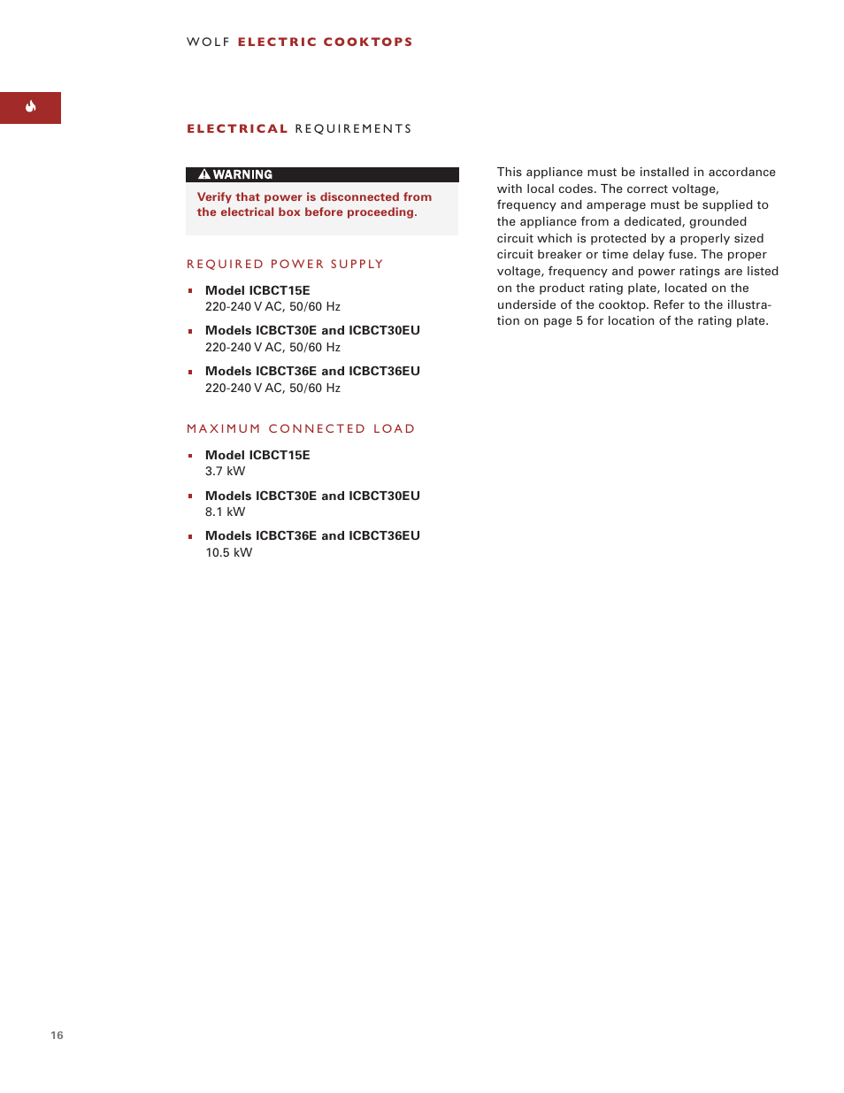 Wolf ICBCT30EU User Manual | Page 16 / 94