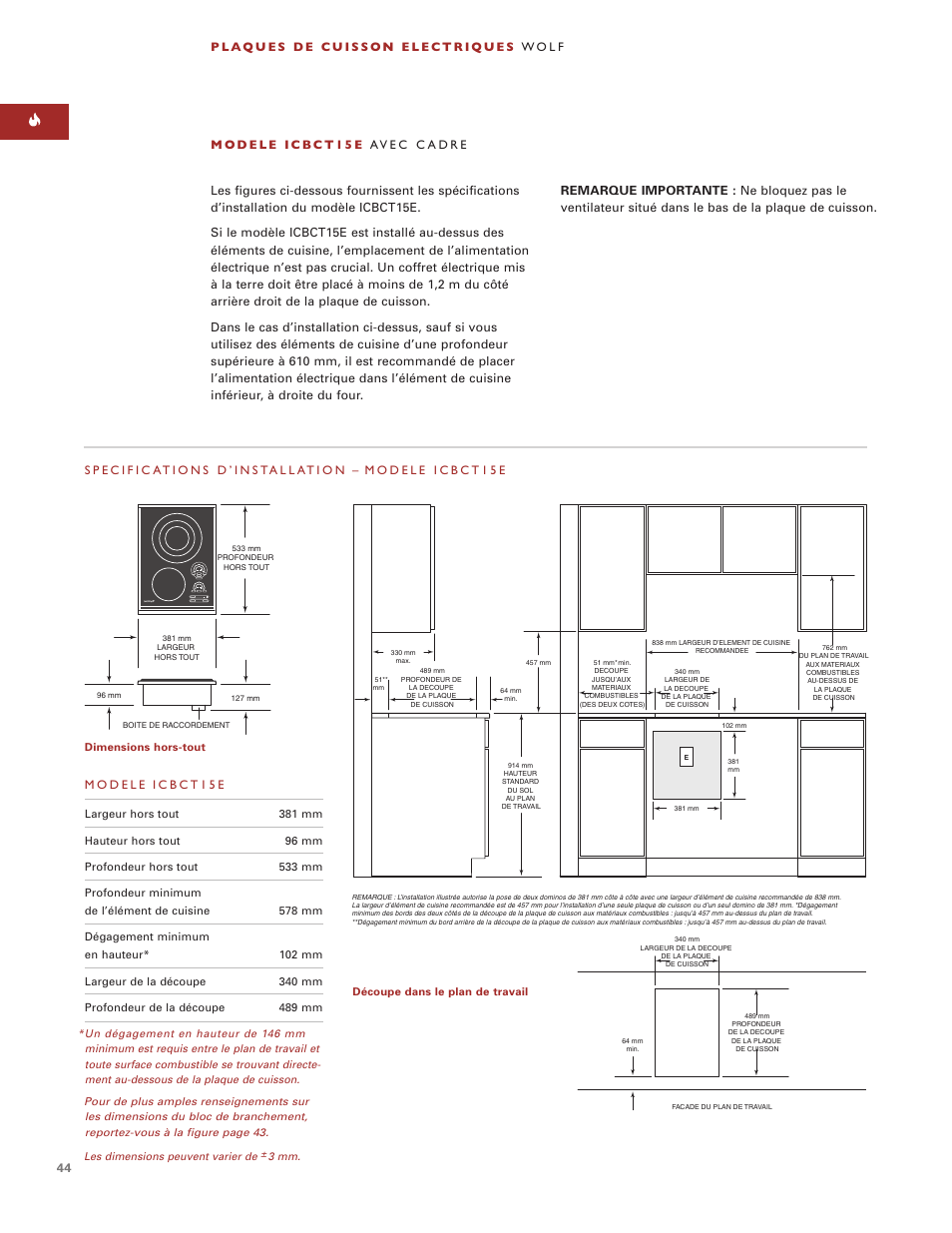 Wolf ICBCT30EU User Manual | Page 44 / 94