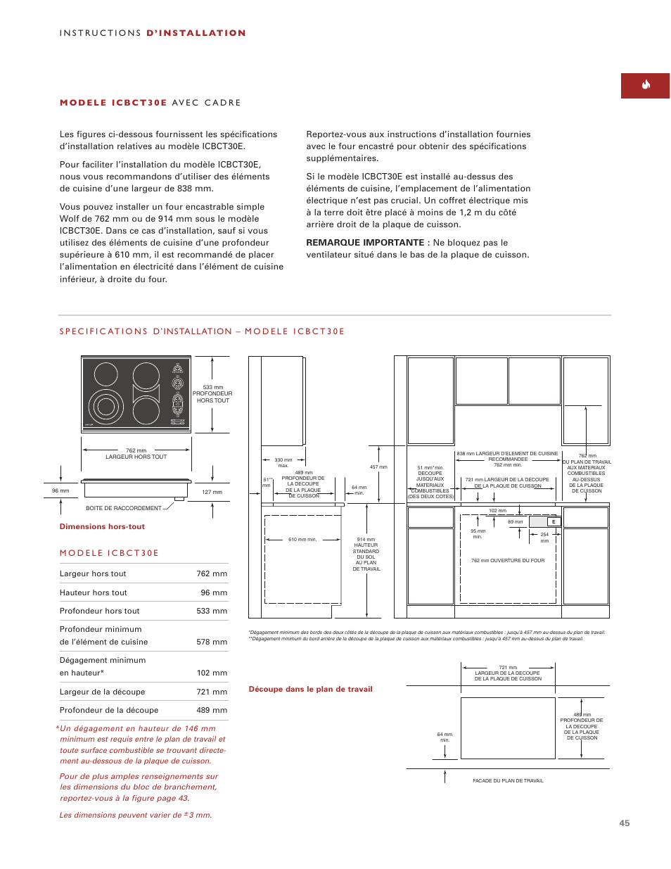 Wolf ICBCT30EU User Manual | Page 45 / 94