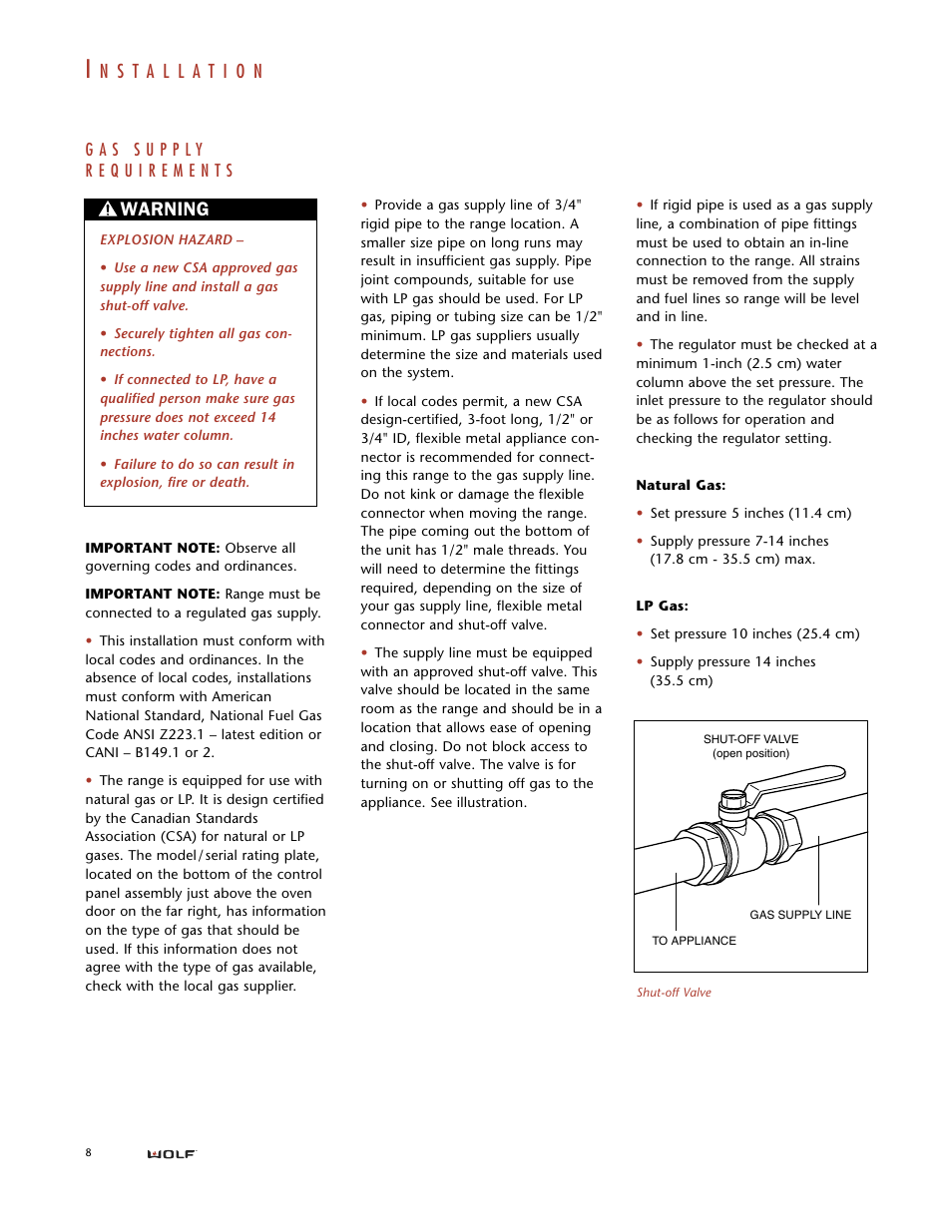 Warning | Wolf DUAL FUEL RANGES User Manual | Page 8 / 16