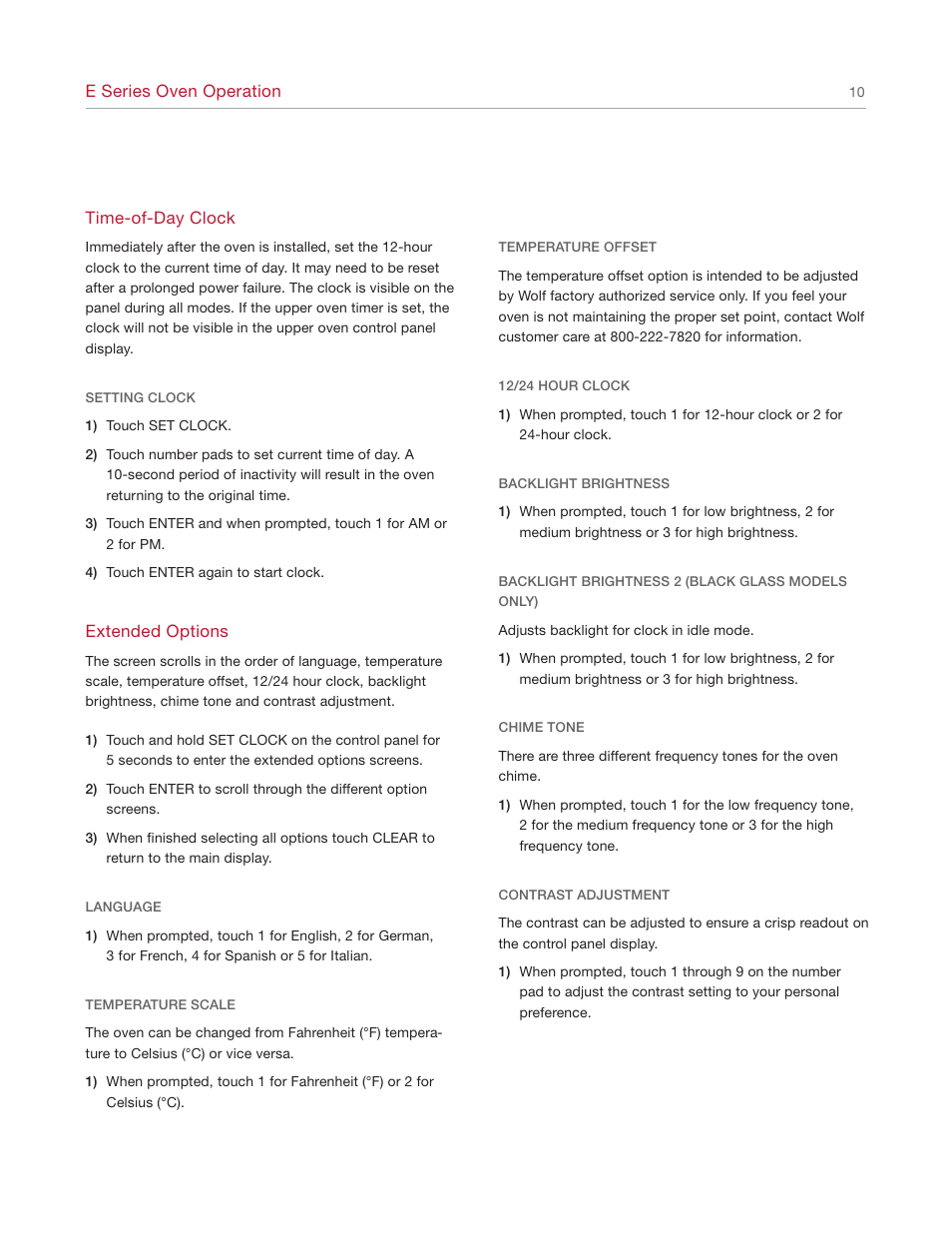 Wolf E SERIES SO30-2U/S User Manual | Page 10 / 40