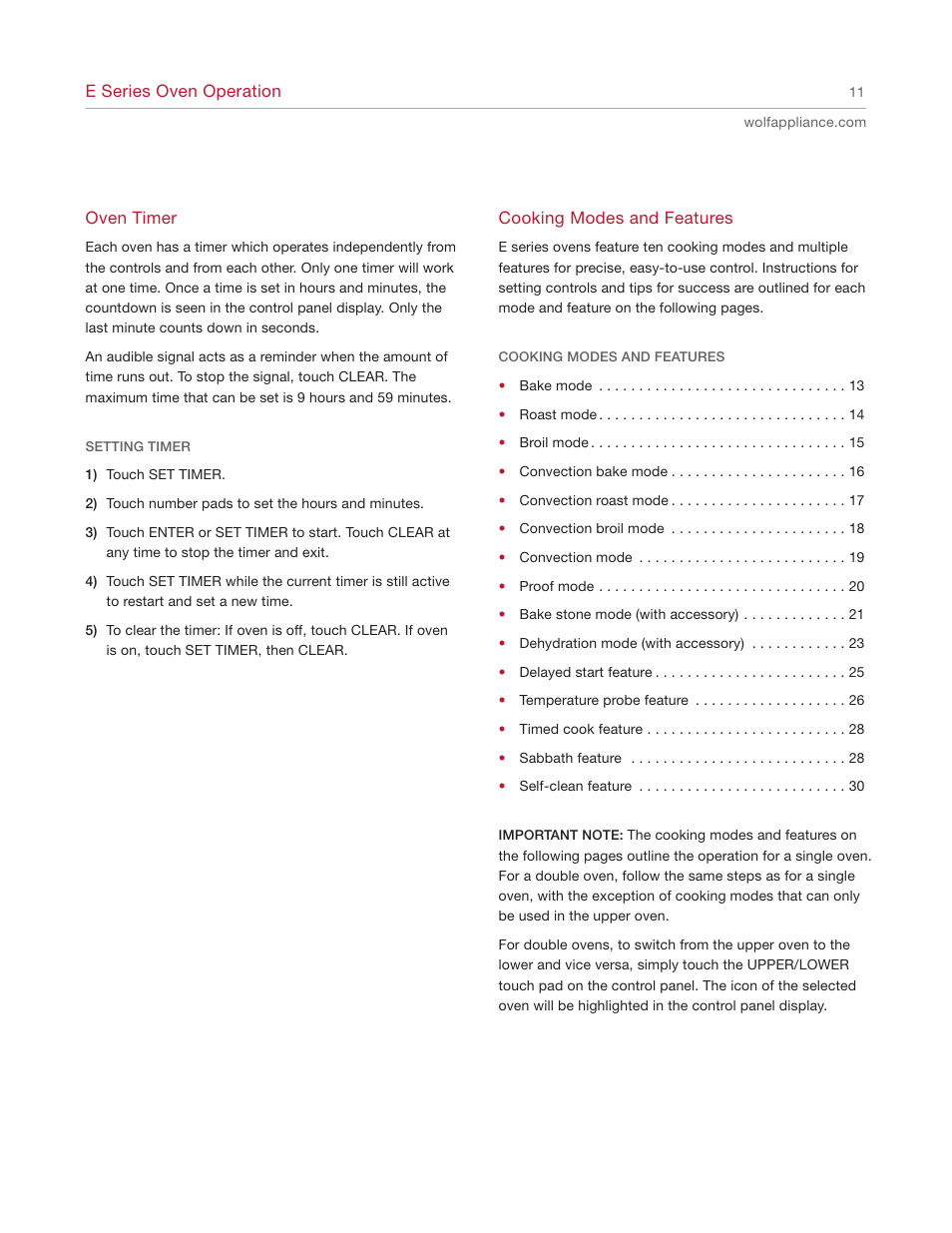 Wolf E SERIES SO30-2U/S User Manual | Page 11 / 40