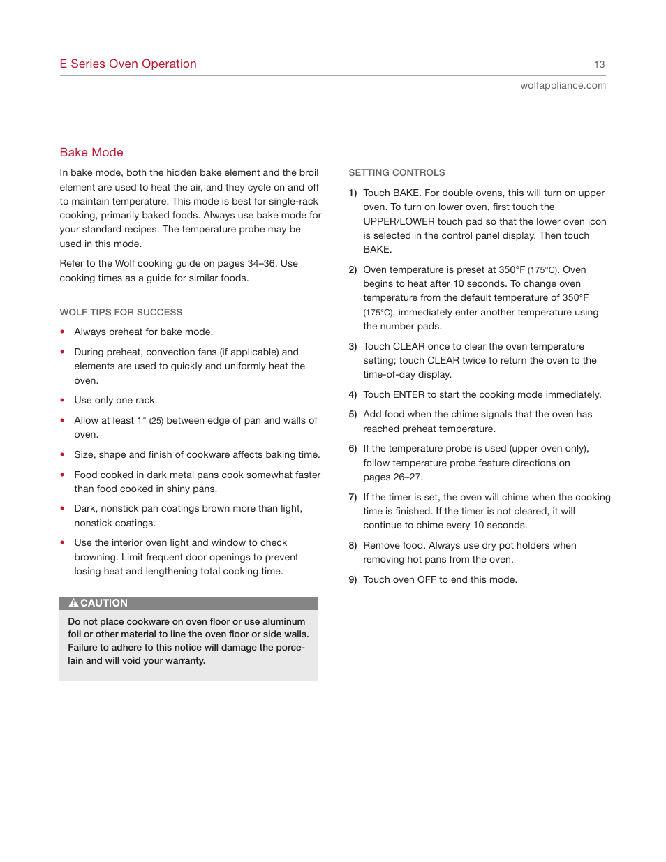 Wolf E SERIES SO30-2U/S User Manual | Page 13 / 40