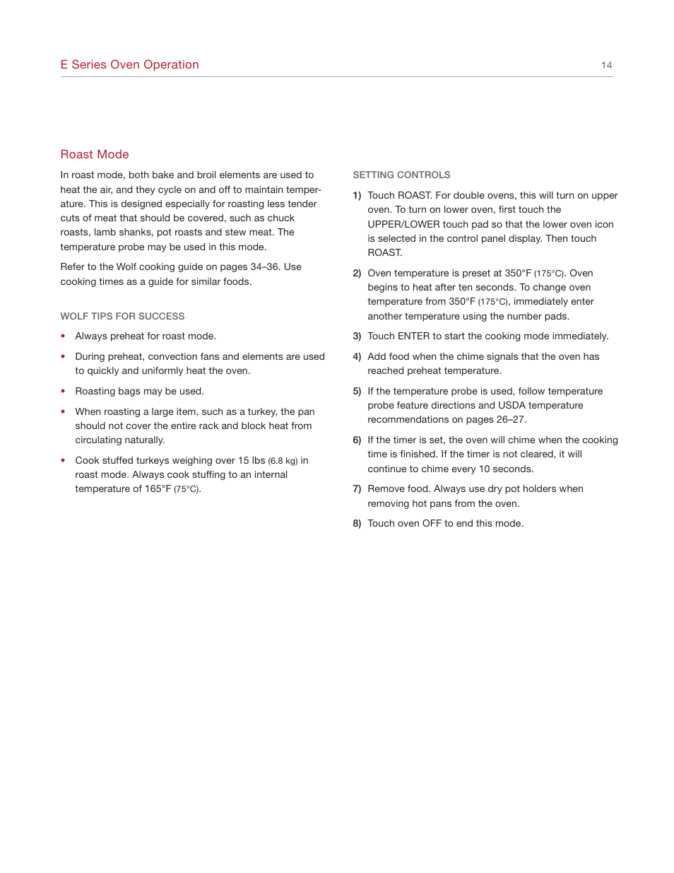 Wolf E SERIES SO30-2U/S User Manual | Page 14 / 40