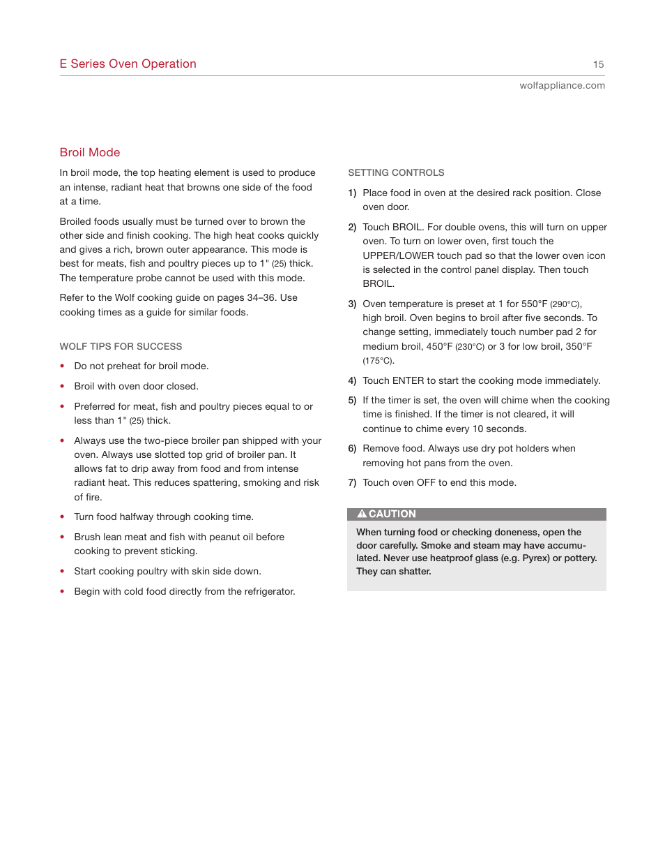 Wolf E SERIES SO30-2U/S User Manual | Page 15 / 40