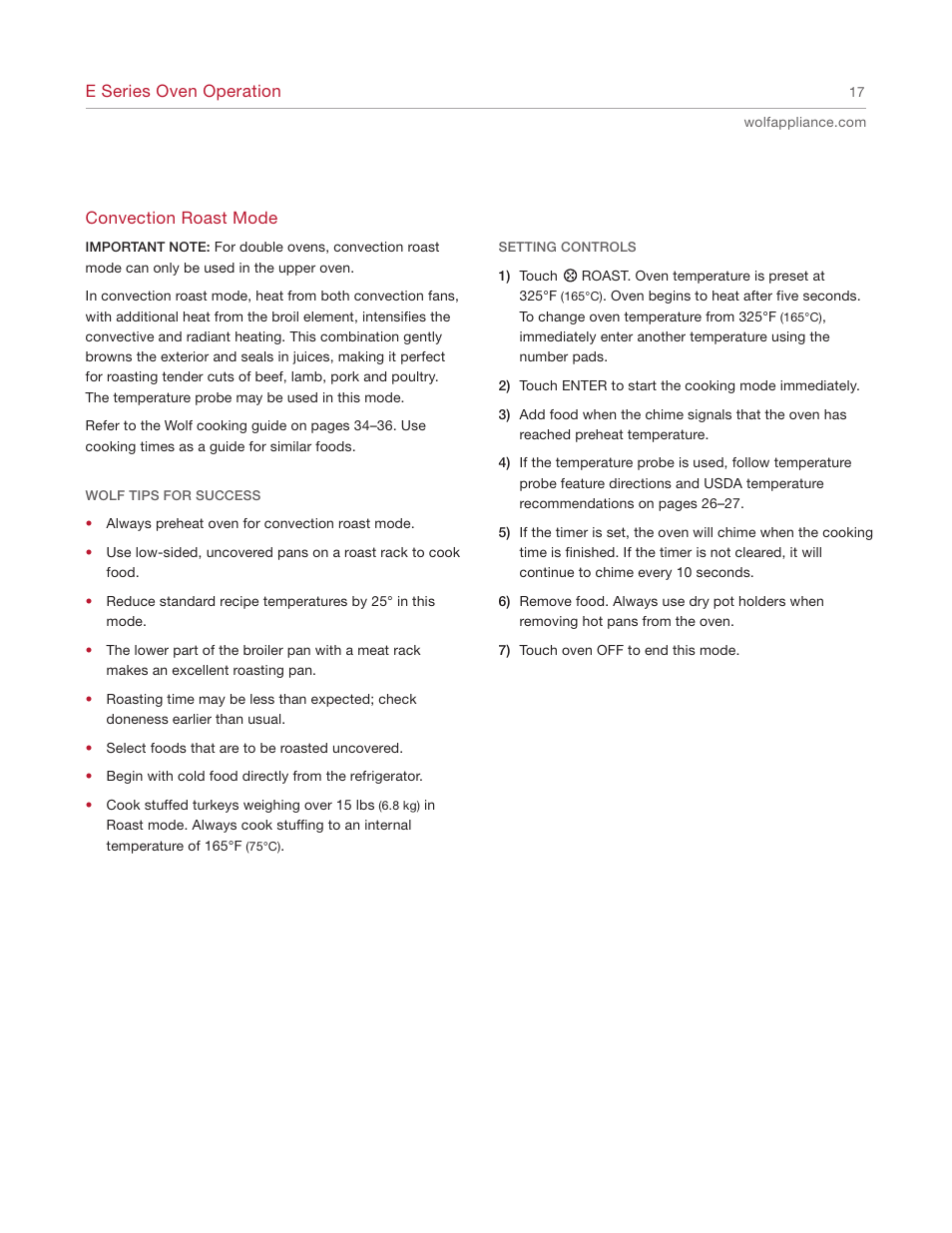 Wolf E SERIES SO30-2U/S User Manual | Page 17 / 40