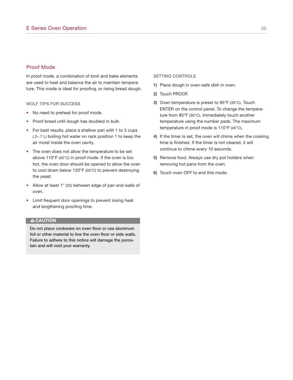 Wolf E SERIES SO30-2U/S User Manual | Page 20 / 40