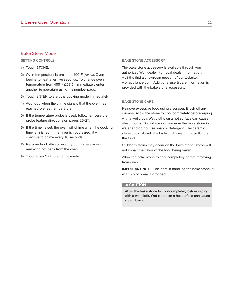 Wolf E SERIES SO30-2U/S User Manual | Page 22 / 40