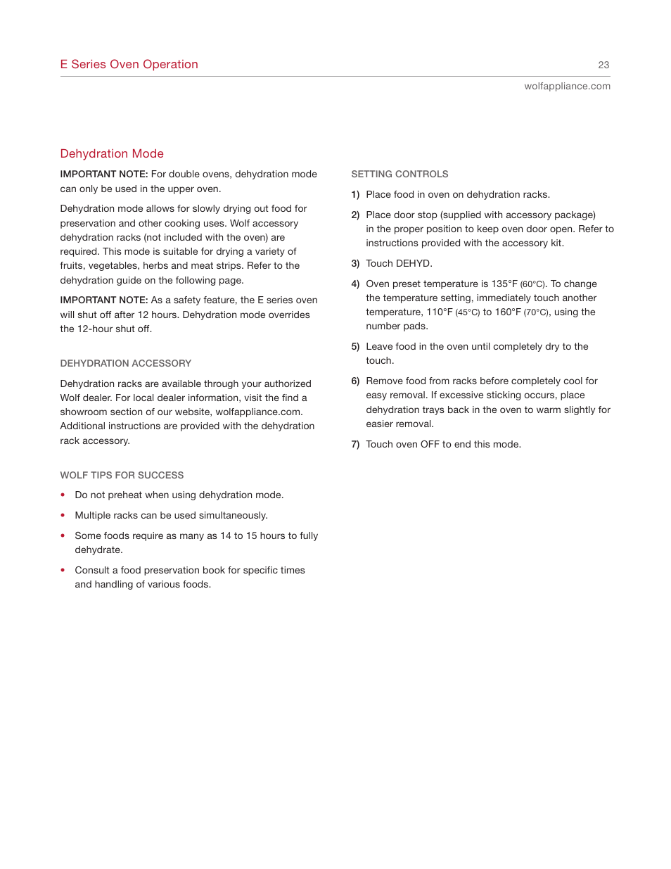 Wolf E SERIES SO30-2U/S User Manual | Page 23 / 40