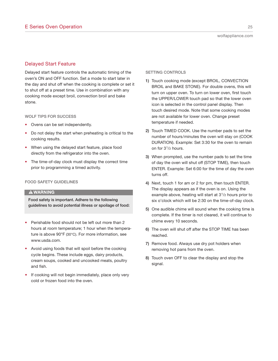 Wolf E SERIES SO30-2U/S User Manual | Page 25 / 40