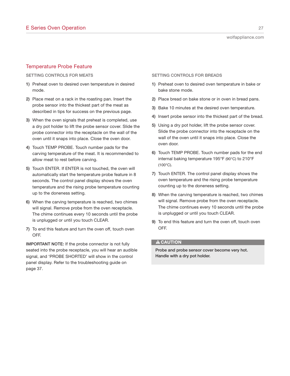 Wolf E SERIES SO30-2U/S User Manual | Page 27 / 40