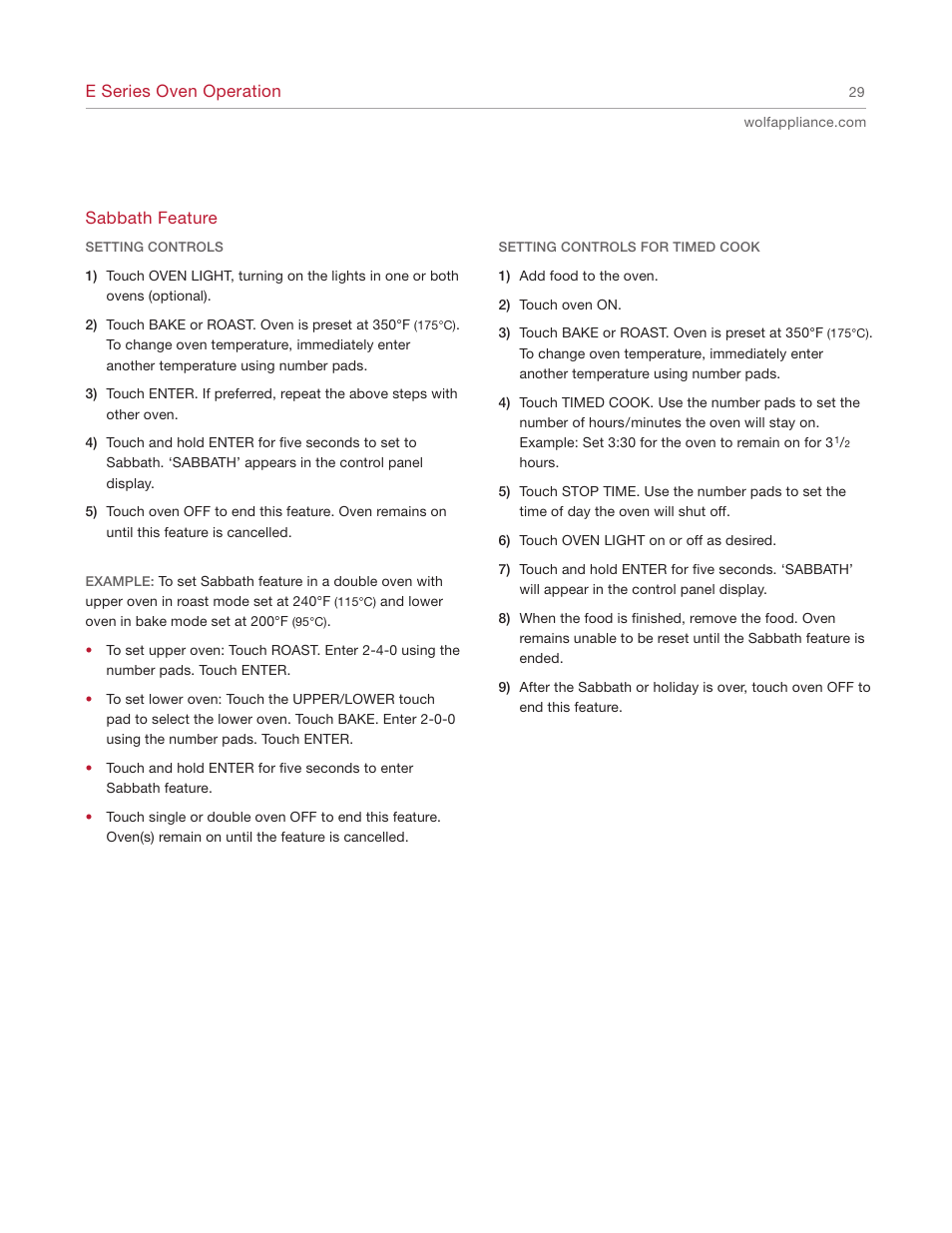 Wolf E SERIES SO30-2U/S User Manual | Page 29 / 40