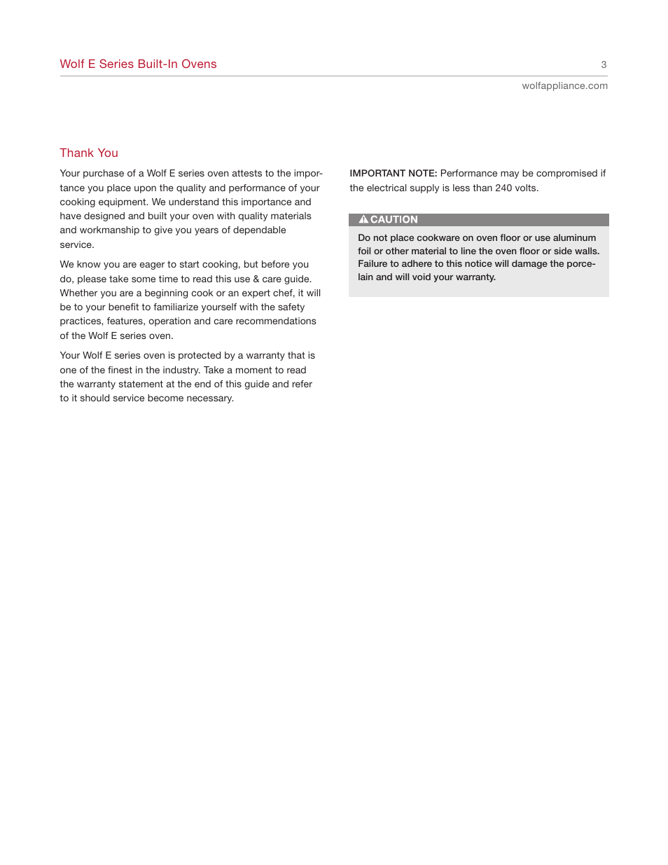Wolf E SERIES SO30-2U/S User Manual | Page 3 / 40
