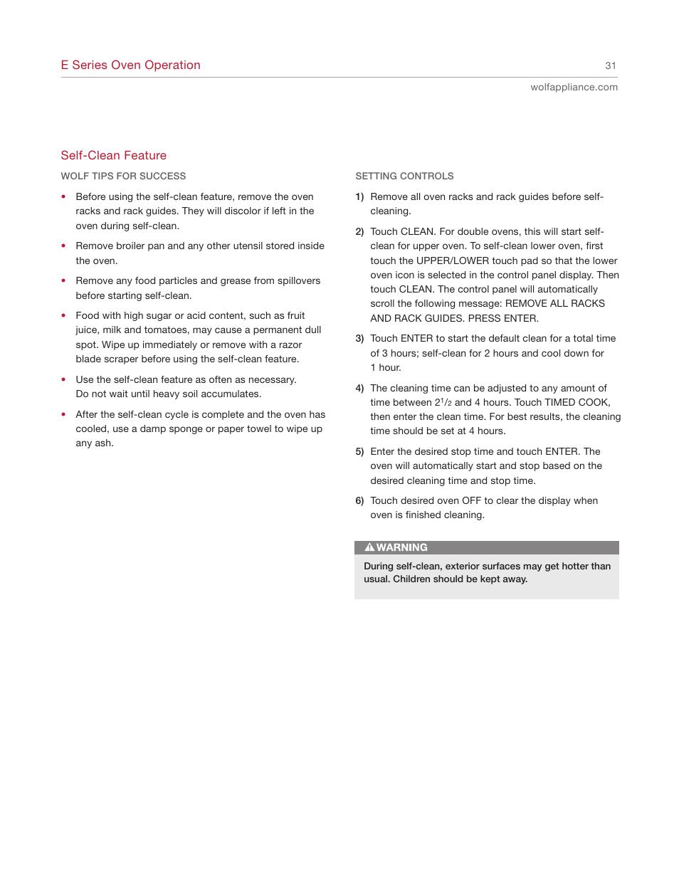 Wolf E SERIES SO30-2U/S User Manual | Page 31 / 40