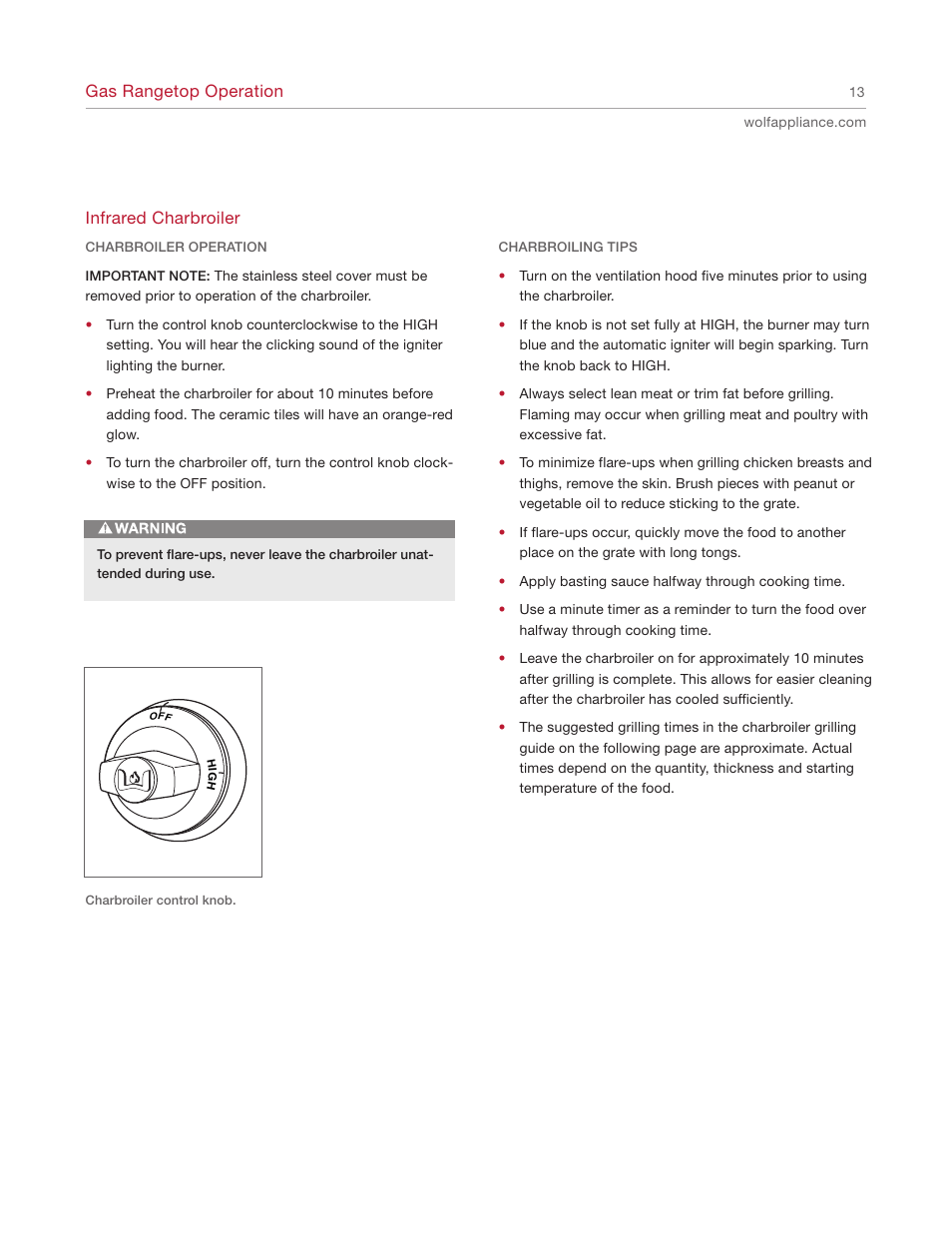 Wolf Range User Manual | Page 13 / 24
