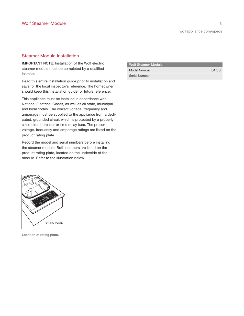 Wolf IS15/S User Manual | Page 3 / 12