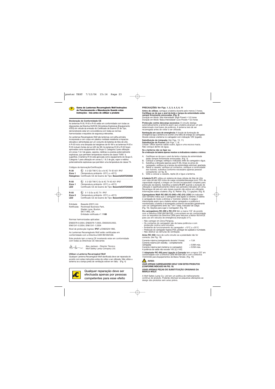 Wolf RECHARGEABLE TORCH R-510 User Manual | Page 12 / 15