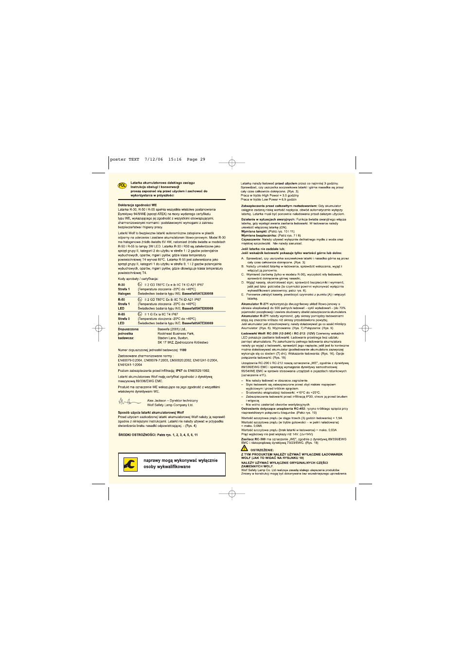 Wolf RECHARGEABLE TORCH R-510 User Manual | Page 15 / 15