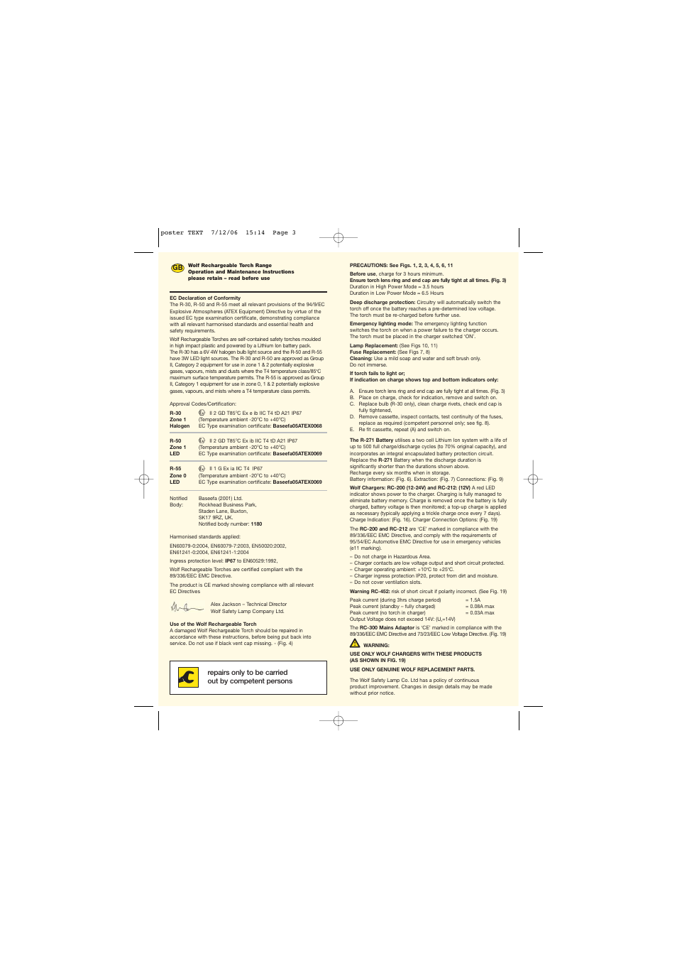 Wolf RECHARGEABLE TORCH R-510 User Manual | Page 2 / 15