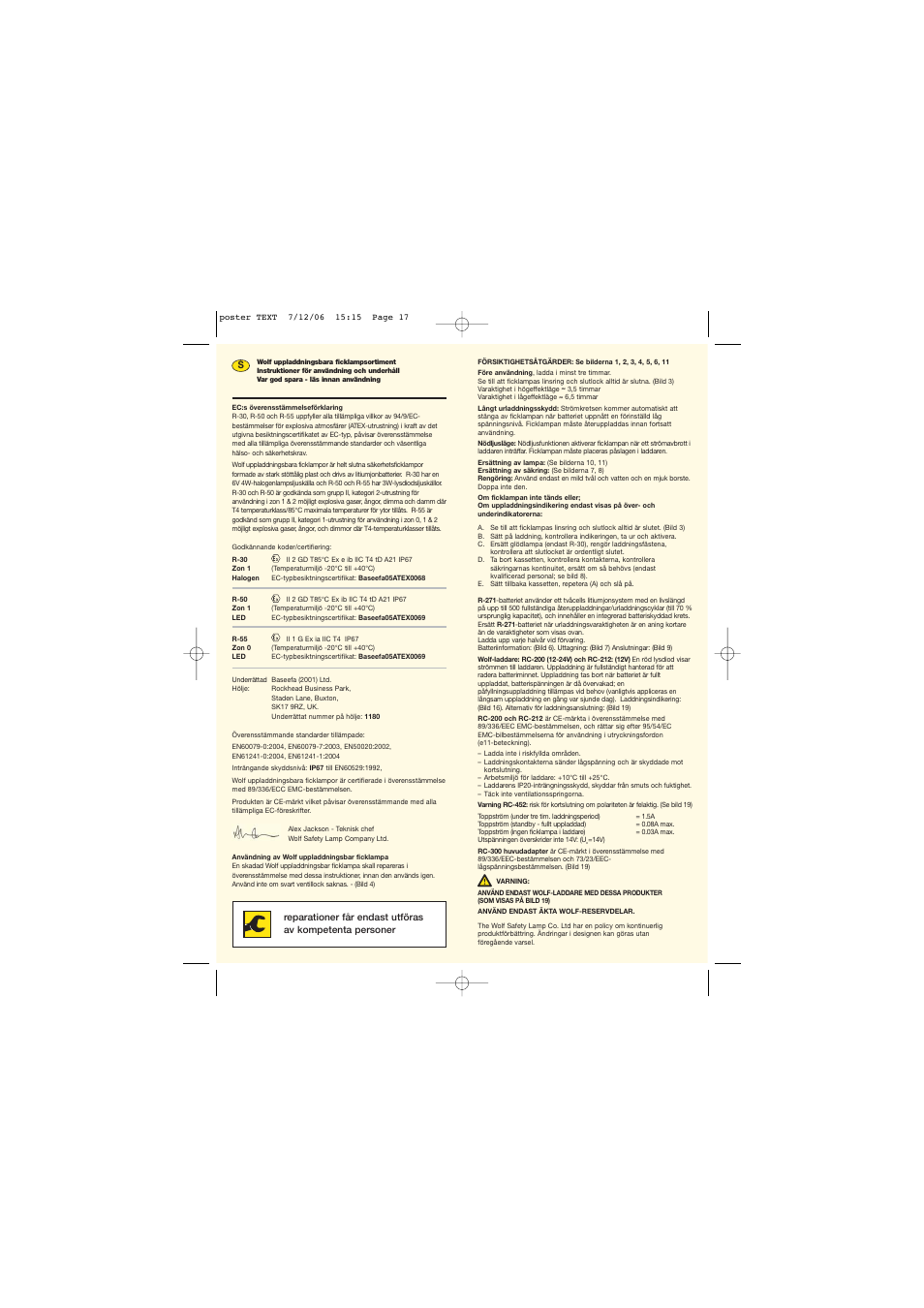 Wolf RECHARGEABLE TORCH R-510 User Manual | Page 9 / 15
