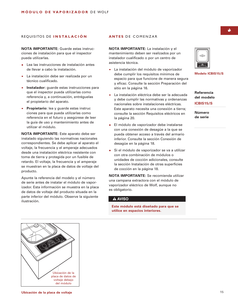 Wolf ICBIS15/S User Manual | Page 14 / 43