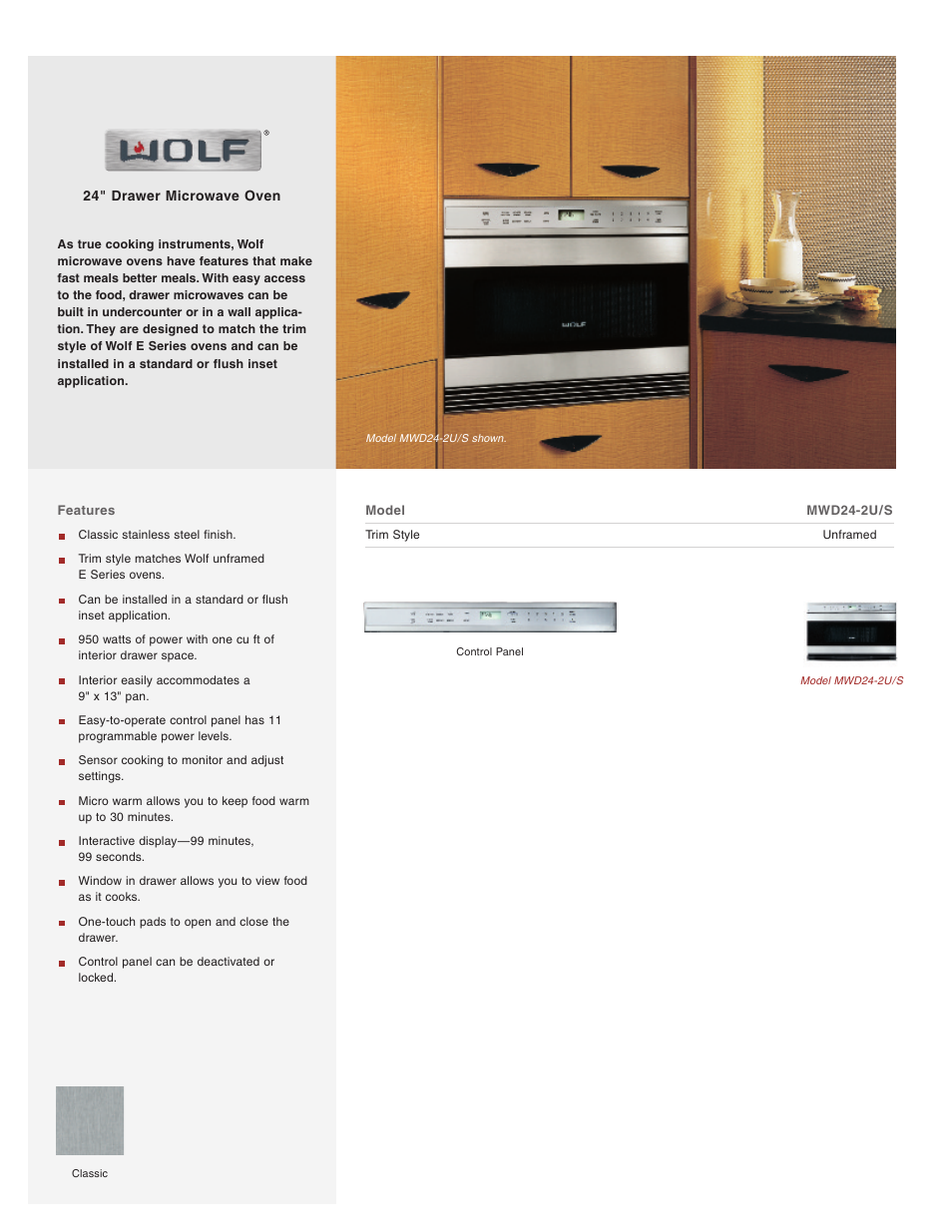Wolf MWD24-2U/S User Manual | 2 pages