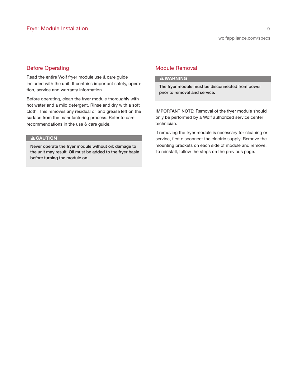 Wolf IF15/S User Manual | Page 9 / 12