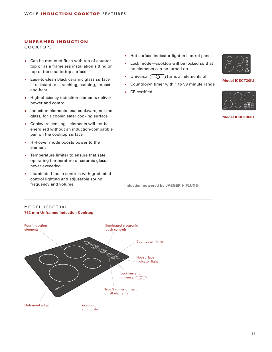 Wolf Induction s ICBCT30IU User Manual | Page 11 / 100