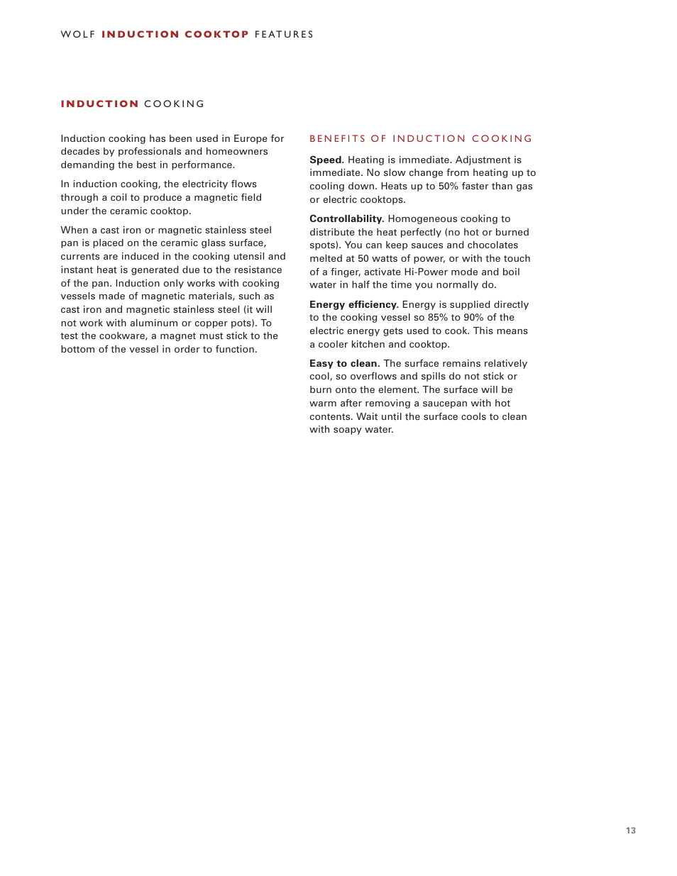 Wolf Induction s ICBCT30IU User Manual | Page 13 / 100